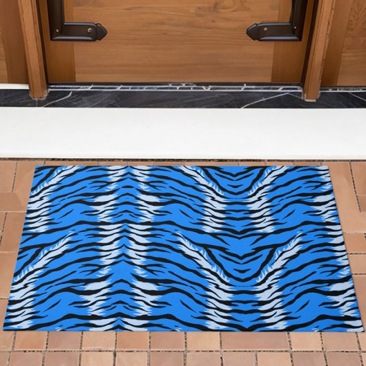 Blue Tiger Animal Skin Pattern Design  Fußmatte