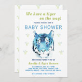 Blue Tiger Baby Watercolor 2022 Babydusche Einladung (Vorne/Hinten)