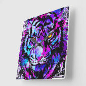 Blue Tiger Clock - farbenfrohe Tiger Head Clock Quadratische Wanduhr (Winkel)
