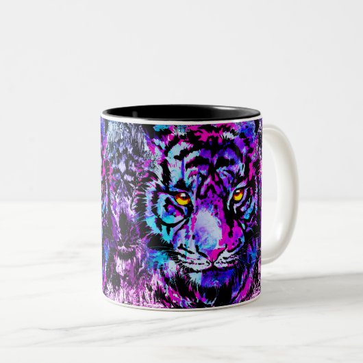 Blue Tiger Coffee Tasse | Lila Tigerfront (VorderseiteRechts)