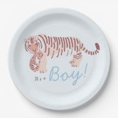 Blue Tiger & Cub Boy Babydusche Papierplatte Pappteller (Vorderseite)