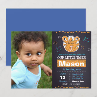 Blue Tiger Geburtstag Einladung mit Foto