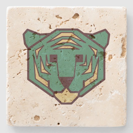 Blue Tiger Head Steinuntersetzer (Vorderseite)