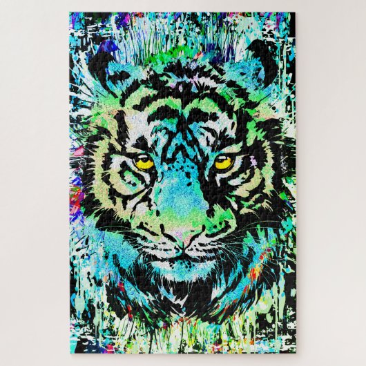 Blue Tiger Head - Tiger Portrait Puzzle (Vertikal)