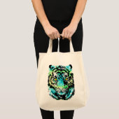 Blue Tiger Head - Tiger Tote Bag Tragetasche (Vorderseite (Produkt))