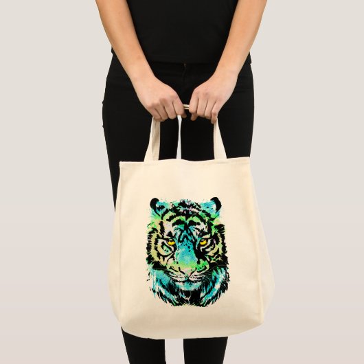Blue Tiger Head - Tiger Tote Bag Tragetasche (Vorderseite (Produkt))