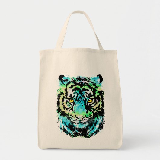 Blue Tiger Head - Tiger Tote Bag Tragetasche (Vorne)