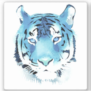 Blue Tiger Head Watercolor Aufkleber