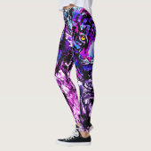 Blue Tiger Head Zeichnend | Lila Tiger - Leggings (Links)