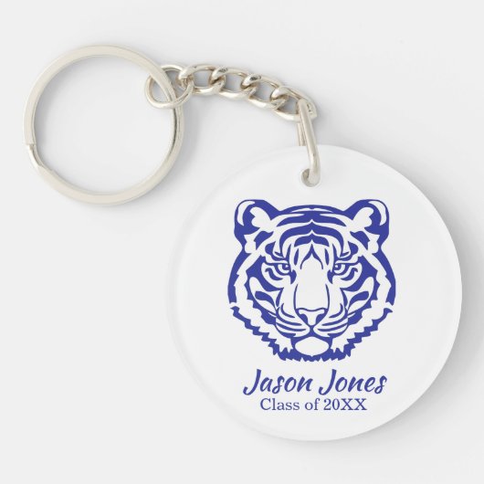 Blue Tiger Mascot Abschluss Geschenk Schlüsselanhä Schlüsselanhänger (Vorderseite)