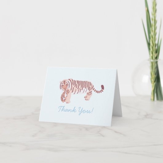 Blue Tiger Mom & Cub Baby Shower Thank You Card Dankeskarte (Vorderseite)