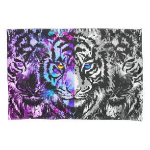 Blue Tiger Pillowcase Grau Tiger Face Kissenbezug