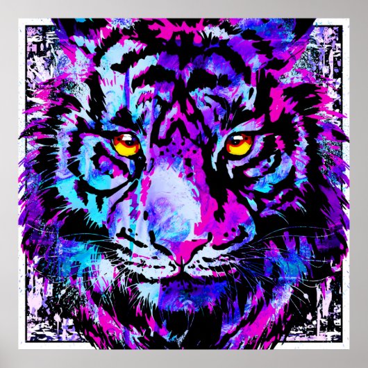 Blue Tiger Poster - Tiger Head Printwerbung (Vorne)