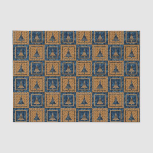 Blue Tiger Print Christmas Tree Muster Seidenpapier (Vorderseite)