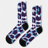 Blue Tiger Print Custom Nachhaltig Premium Crew Socken (Linkes Detail)