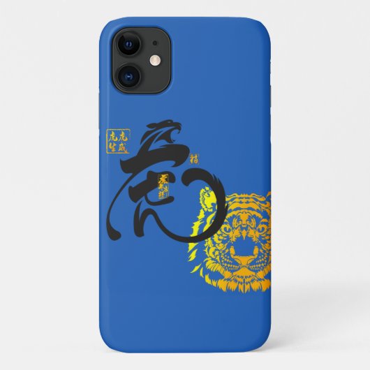 Blue Tiger Symbol Chinoiserie Chic Case-Mate iPhone Hülle (Rückseite)