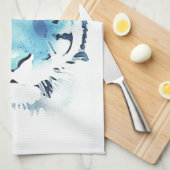 Blue Tiger Watercolor Tierküche Handtuch (Viertel Falte)