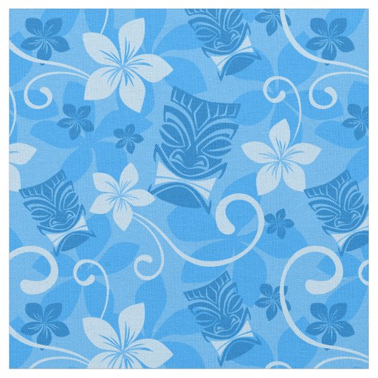 Blue Tiki Mmasken Hawaiian Stoff (Nahaufnahme)