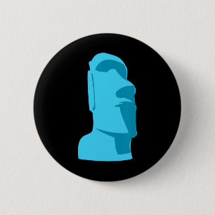 Blue Tiki Moai Osterinsel Hawaiian Luau Geschenk Button