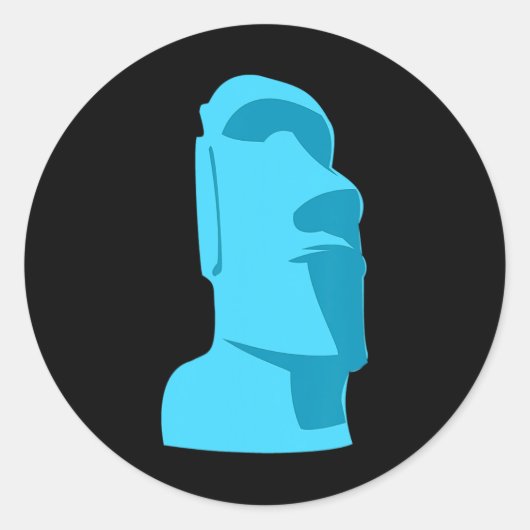 Blue Tiki Moai Osterinsel Hawaiian Luau Geschenk Runder Aufkleber (Vorderseite)