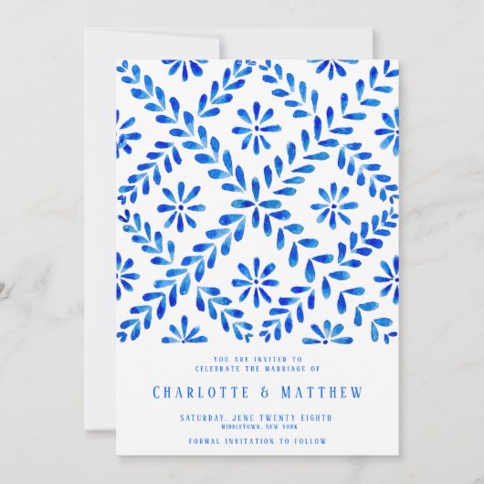 Blue Tile Beach Summer Wedge Save The Date (Vorderseite)