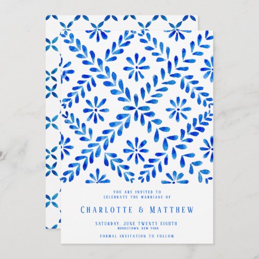 Blue Tile Beach Summer Wedge Save The Date (Vorne/Hinten)