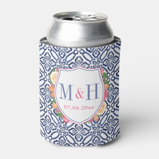 Blue Tile Citrus Bright Blume Brautparty Dosenkühler (Kanne Vorderseite)