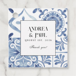 Blue Tile Favor Tags Geschenkanhänger