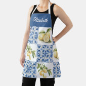 Blue Tile French Country Lemon Custom Name Schürze (InSitu)