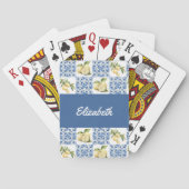 Blue Tile French Country Lemon Custom Name Spielkarten (Rückseite)