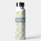 Blue Tile French Country Lemon Name Monogram Trinkflasche (Links)