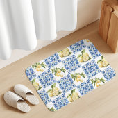 Blue Tile French Country Lemon Pattern Badematte