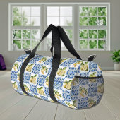 Blue Tile French Country Lemon Pattern Duffle Bag