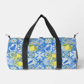 Blue Tile French Country Lemon Pattern Duffle Bag (Vorderseite)