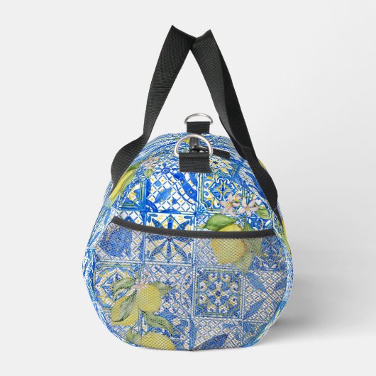 Blue Tile French Country Lemon Pattern Duffle Bag (Rechts)