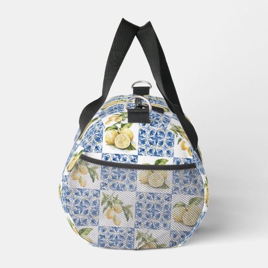 Blue Tile French Country Lemon Pattern Duffle Bag (Rechts)