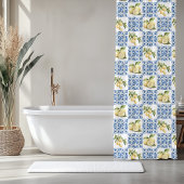 Blue Tile French Country Lemon Pattern Duschvorhang