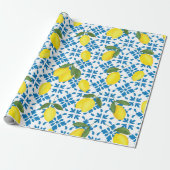 Blue Tile French Country Lemon Pattern Geschenkpapier (Ungerollt)