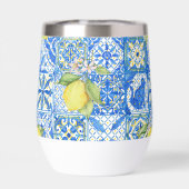 Blue Tile French Country Lemon Pattern Home Decor (Rückseite)