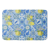 Blue Tile French Country Lemon Pattern Home Decor Badematte (Vorderseite)