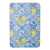 Blue Tile French Country Lemon Pattern Home Decor Badematte (Vorderseite Vertikal)