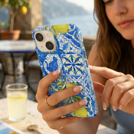 Blue Tile French Country Lemon Pattern Home Decor Case-Mate iPhone 14 Hülle