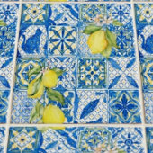 Blue Tile French Country Lemon Pattern Home Decor Fliese