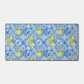 Blue Tile French Country Lemon Pattern Home Decor Schreibtischunterlage (Vorderseite)
