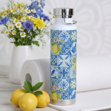Blue Tile French Country Lemon Pattern Home Decor