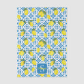 Blue Tile French Country Lemon Pattern Monogram  Seidenpapier (Vorderseite)