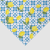 Blue Tile French Country Lemon Pattern Monogram  Seidenpapier (Ausschnitt)