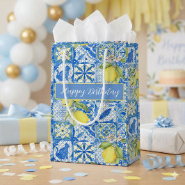 Blue Tile French Country Lemon Pattern Name Kleine Geschenktüte