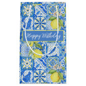 Blue Tile French Country Lemon Pattern Name Kleine Geschenktüte (Vorderseite)