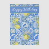 Blue Tile French Country Lemon Pattern Name Seidenpapier (Vorderseite)
